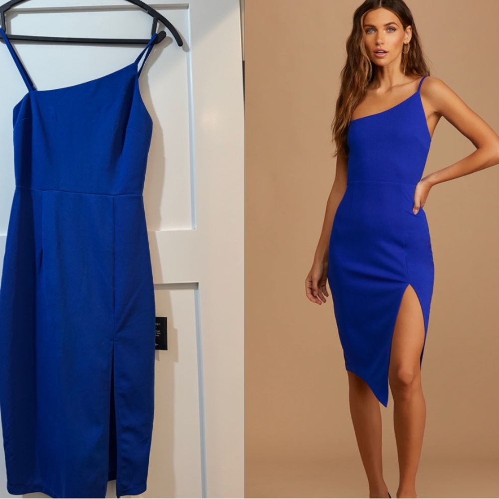 Elegant Blue Asymmetrical Dress